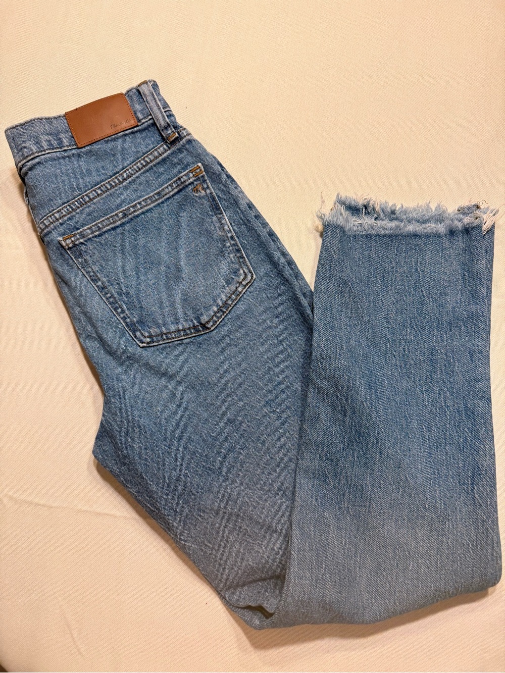 Madewell The Perfect Vintage Crop Jeans Womens 27 Blue Wash High Rise Raw Hem